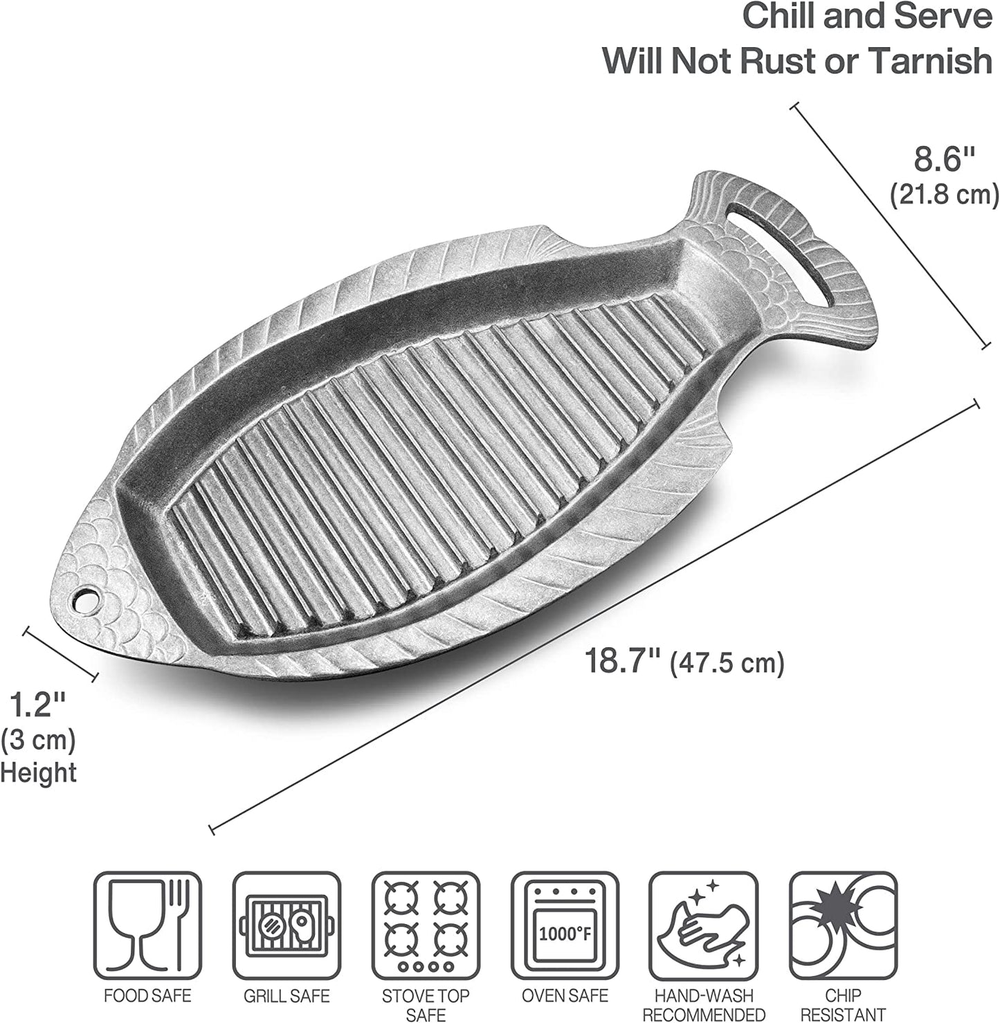 Gourmet Grillware Grilling Pan, Fish, 18.5-Inch by 8-1/2-Inch -