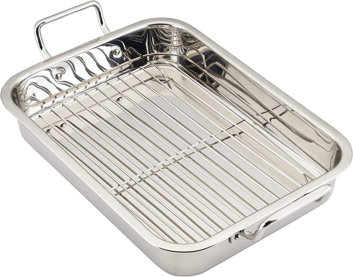 Farberware Classic Traditions Stainless Steel Roaster/Roasting Pan with Rack, 17 Inch X 12.25 Inch