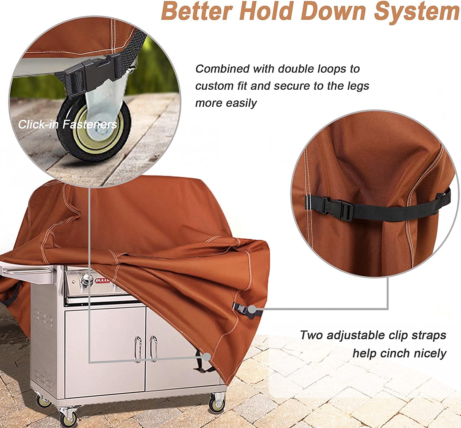 Nettypro BBQ Grill Cover 56 Inch Outdoor Patio 600D Heavy Duty Waterproof 2-3 Burner Barbecue Cover for Weber, Char-Broil, Brinkmann, Nexgrill Grills and More, Brown