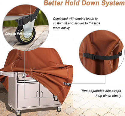 Nettypro BBQ Grill Cover 56 Inch Outdoor Patio 600D Heavy Duty Waterproof 2-3 Burner Barbecue Cover for Weber, Char-Broil, Brinkmann, Nexgrill Grills and More, Brown