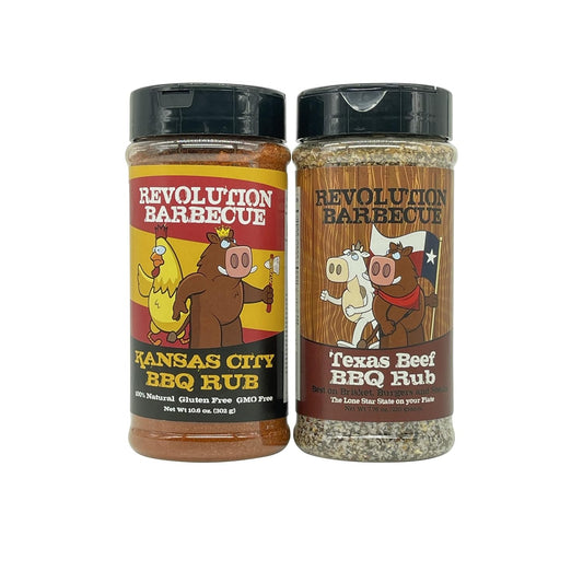 Texas and KC Rub Combo: Texas Beef BBQ Rub and Kansas City BBQ Rub for Beef, Pork, and Chicken
