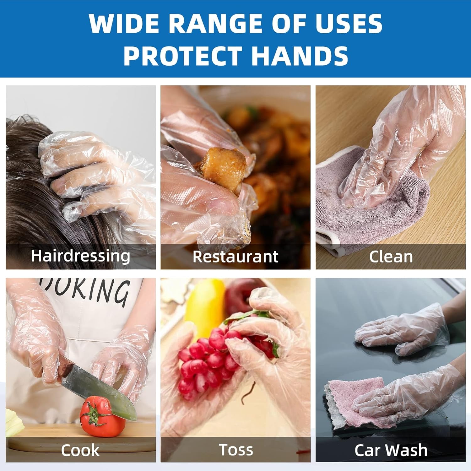 Disposable Food Gloves - Food Handling, Cooking, Kitchen Cleaning and Hygien 200 Count (Pack of 1)