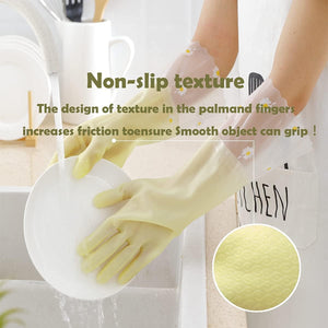 Dishwashing Cleaning Gloves 3 Pairs - Reusable Rubber Gloves Non-Slip Laundry Kitchen Gardening Household Gloves