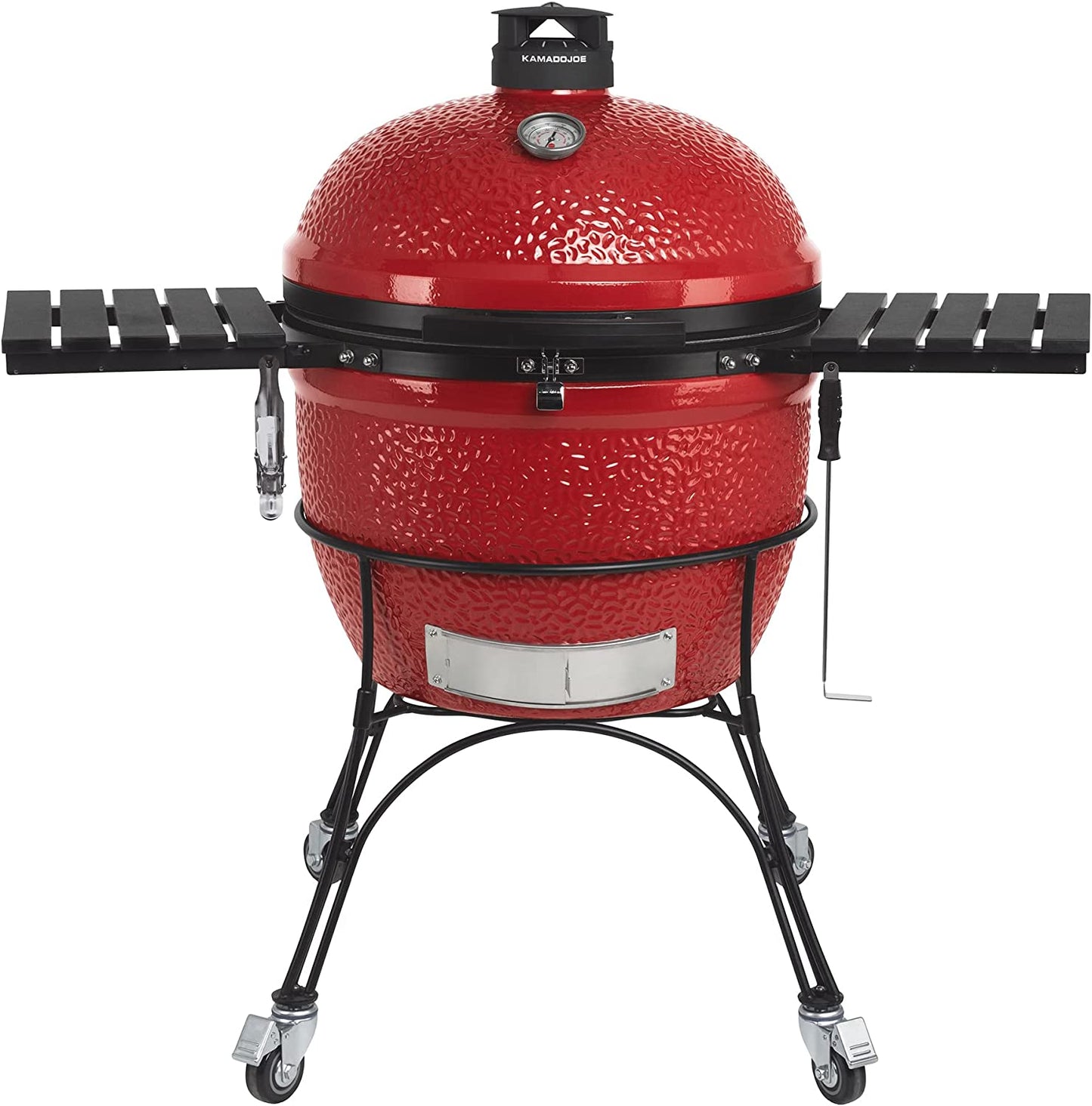 Kamado Joe BJ24RHC Big Joe II 24-Inch Charcoal Grill with Cart and Side Shelves, Blaze Red