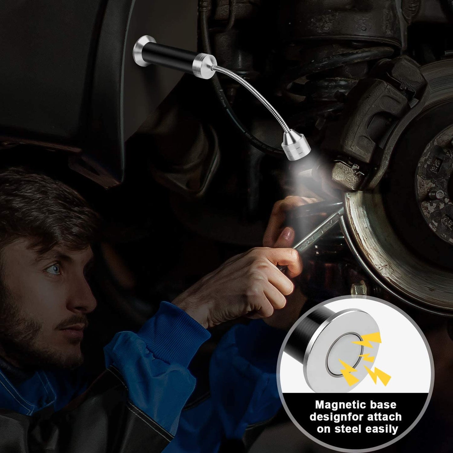 Barbecue Grill Light Magnetic Base Super-Bright LED BBQ Lights-360 Degree Flexible Gooseneck, Gifts for Men Dad Boyfriend, Traeger Pit Boss Smoker Grill Accessories, Batteries Included-Pack of 2