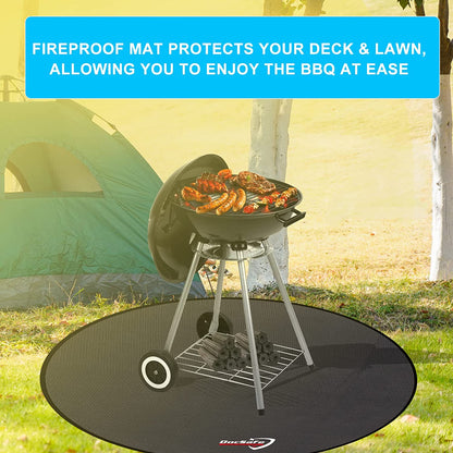 48" round Fire Pit Mat, 4-Layer under Grill Mat Deck Patio Protect Mat,Fireproof Mat/Pad for Grass Outdoor Wood Burning Fire Pit and BBQ Smoker,Portable Reusable and Waterproof,Black