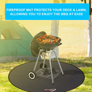 38" round under Grill Mat, 4 Layers Fire Pit Mat Protect Mat,Fireproof Mat Fire Pit Pad for Deck Patio Grass Outdoor Wood Burning Fire Pit and BBQ Smoker,Portable Reusable and Waterproof,Black