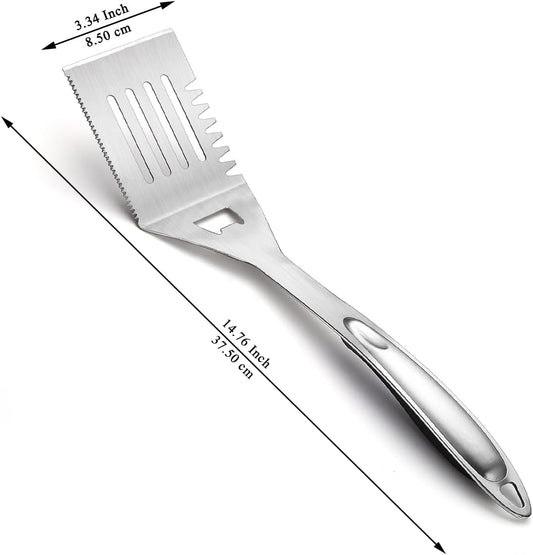Evanda Grill Spatula, Stainless Steel Multifunction Barbecue Turner, Sturdy and Durable Handle, Heat Resistant, Great for Outdoor BBQ, Teppanyaki, Camping
