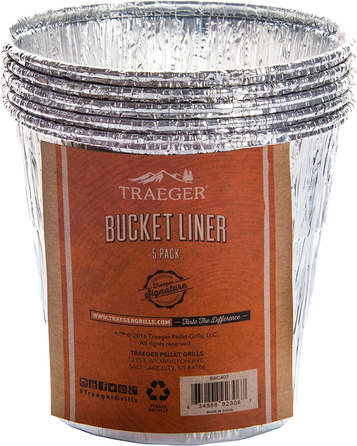 Traeger Grease Bucket Liner, 5 Count (Pack of 1)