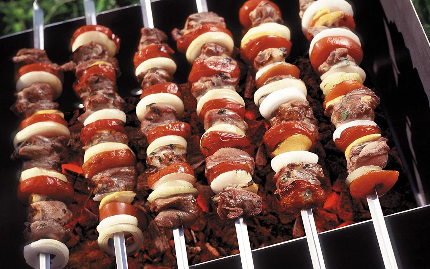 Metal Skewers for Grilling,Kabob Skewers,Flat BBQ Barbecue Skewer,Grilling Skewers Set,Reusable BBQ (14" Skewers(16 Pack))