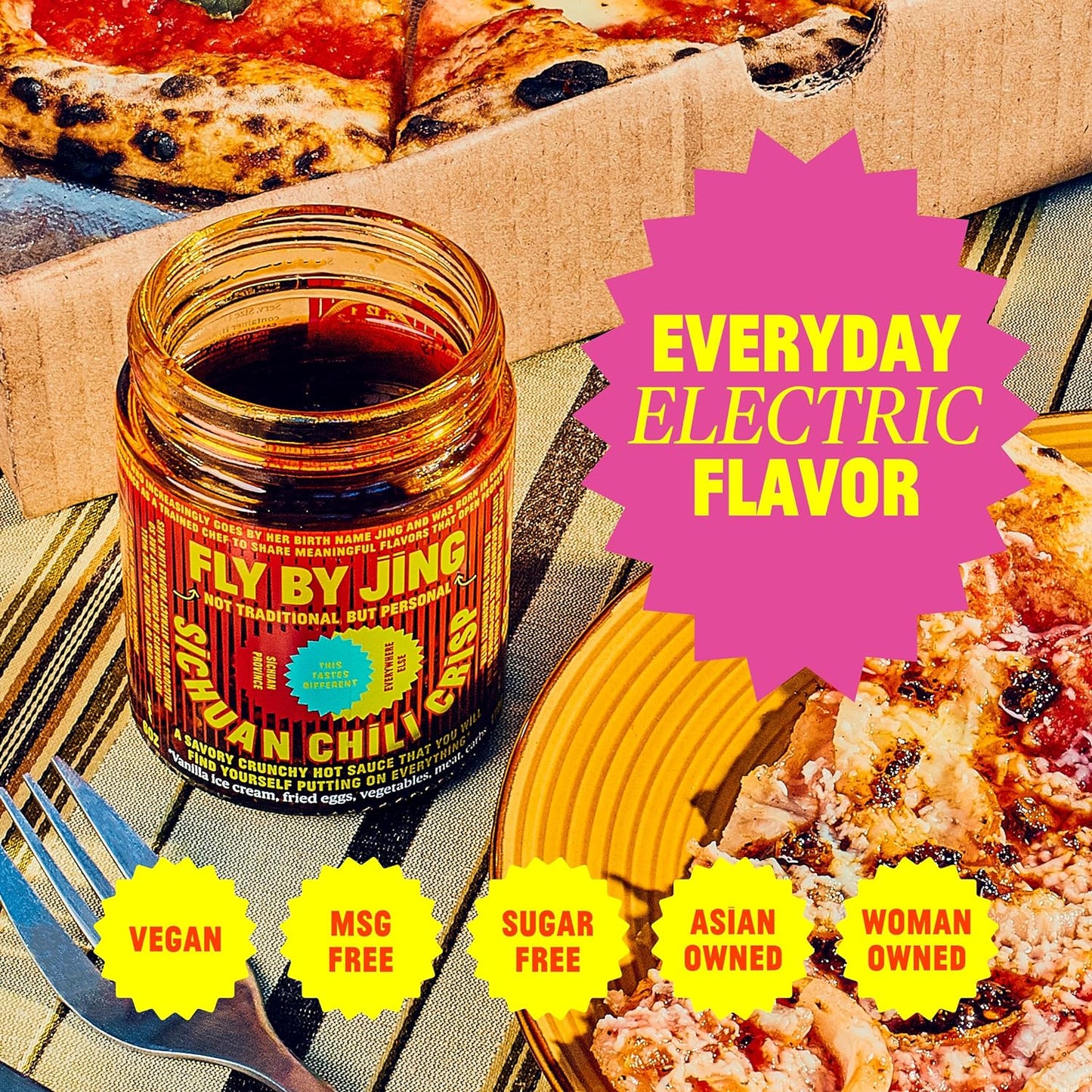 FLYBYJING Sichuan Chili Crisp, Gourmet Spicy Tingly Crunchy Hot Savory All-Natural Chili Oil Sauce W/Sichuan Pepper, Versatile Sauce Good on Everything and Vegan, 6Oz (Pack of 1)