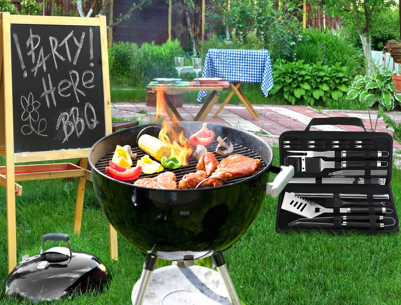 26 PCS Grill Set Backyard BBQ Grill Accessories Stainless Steel Grill Utensils Set with Bag for Christmas Dads Birthday - Camping BBQ Tools Grilling Tools Set Ideal Grilling Gifts for Men Women