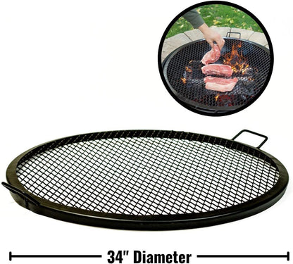 Fire Pit Grilling Grate - High Temperature round Outdoor Cooking BBQ Firegrate for Outdoor Pits and Campfire - 34”