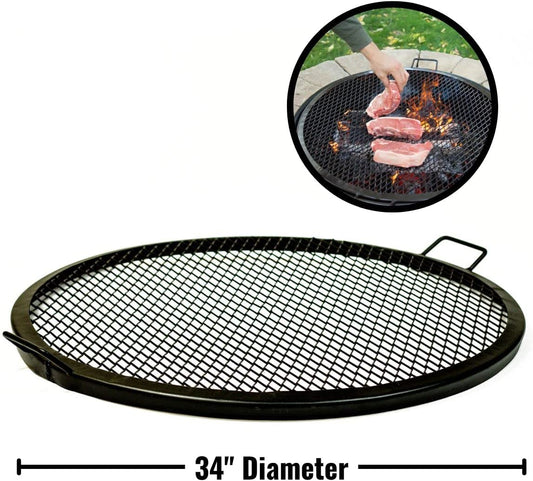Fire Pit Grilling Grate - High Temperature round Outdoor Cooking BBQ Firegrate for Outdoor Pits and Campfire - 34”