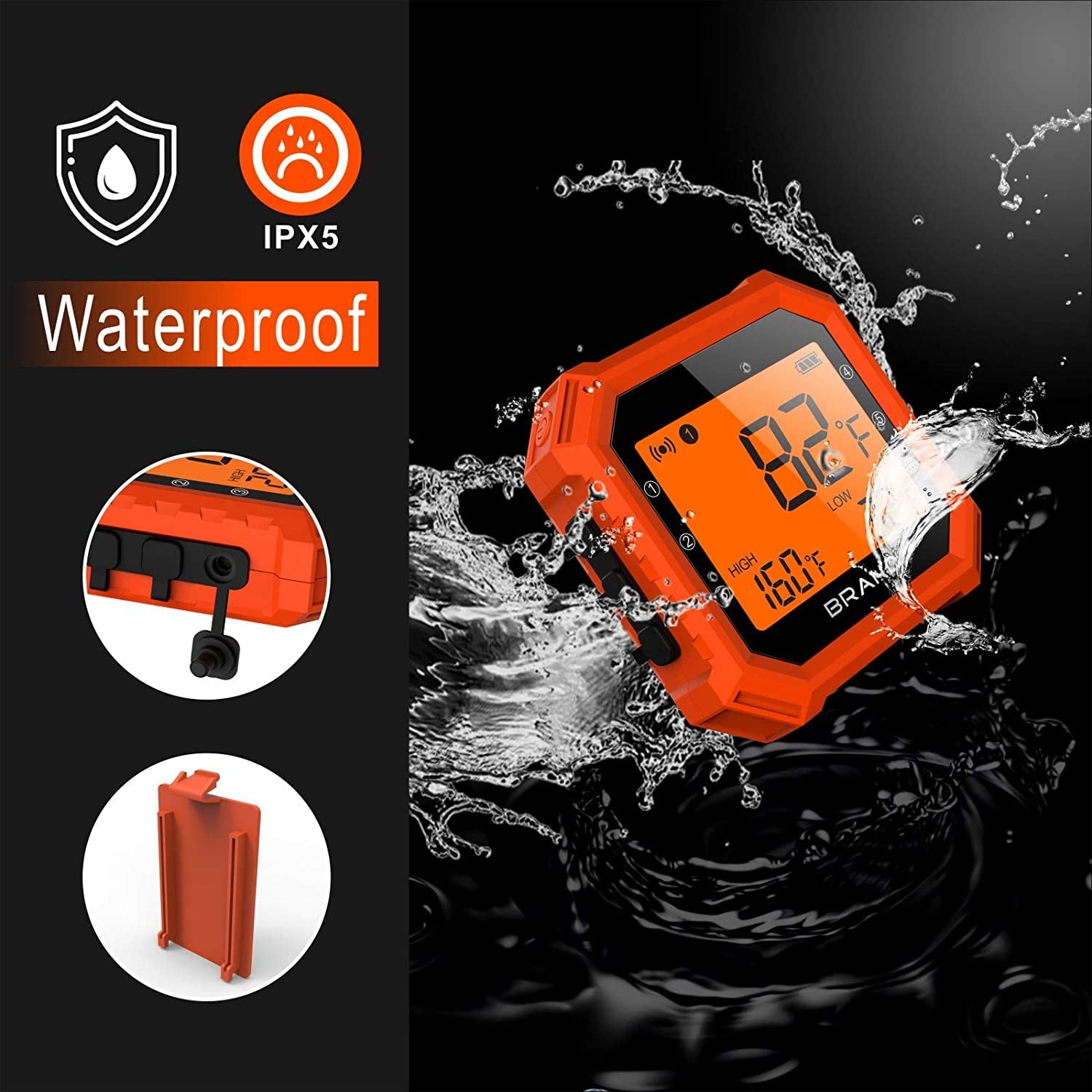 Wireless Remote Digital Meat Thermometer Bluetooth Kitchen Thermometer with 4 Temperature Probes Waterproof Design 500FT Range for Grilling Oven Food Smoker Thermometer (51)