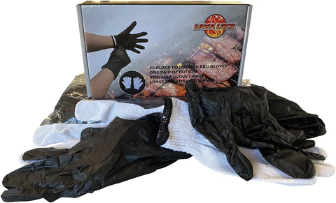 Image of Disposable Nitrile BBQ Gloves with Cotton Liners for Outdoor Cooking Grilling Smokers and Barbecue Competition