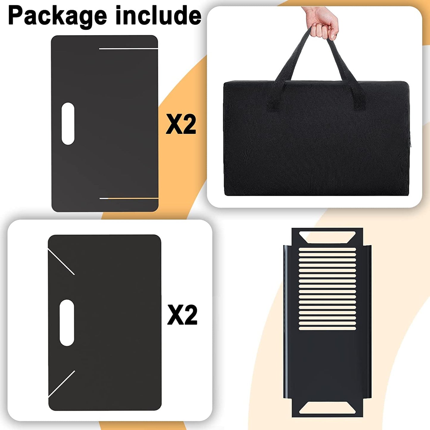 Adreak 18 Inch Fire Pit, Outdoor Portable Firepit with BBQ Tray, Detachable Camping Steel Fire Pits for Backyard, Patio, Picnic, Bonfire, Garden (Black-Small)