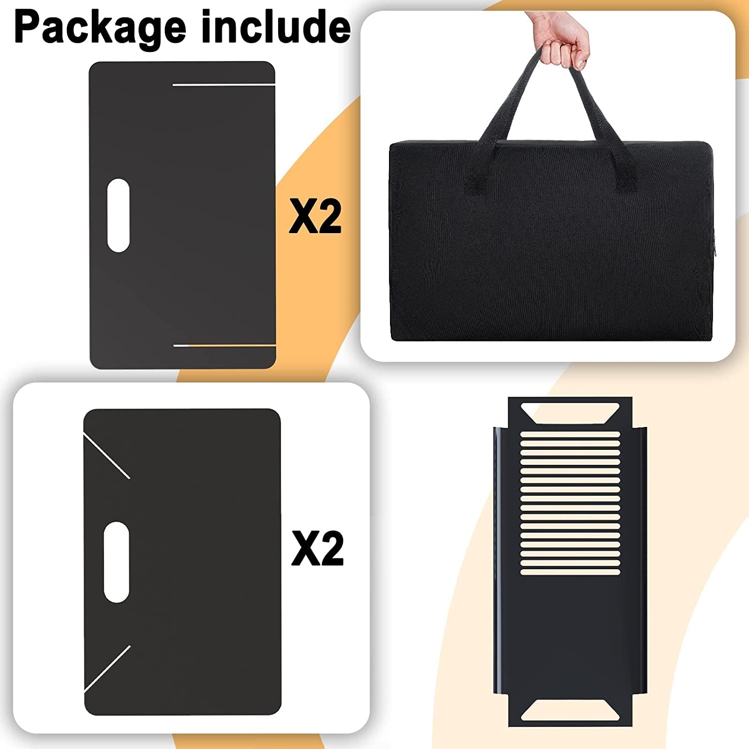 Adreak 18 Inch Fire Pit, Outdoor Portable Firepit with BBQ Tray, Detachable Camping Steel Fire Pits for Backyard, Patio, Picnic, Bonfire, Garden (Black-Small)