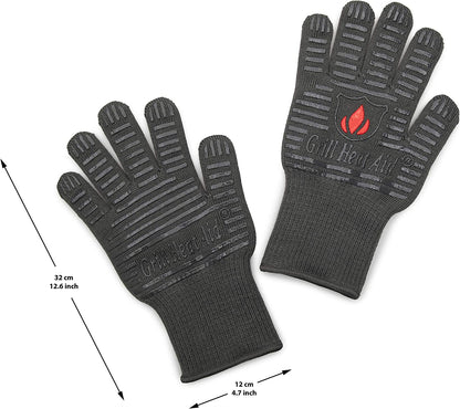 BBQ Gloves Heat Resistant 1,472℉ Extreme. Kitchen Dexterity Handle Oven Cooking Hot Food on Cast Iron, Baking, Barbecue, Smoker. Multi-Purpose Fireproof Indoor Outdoor Use Men & Women.