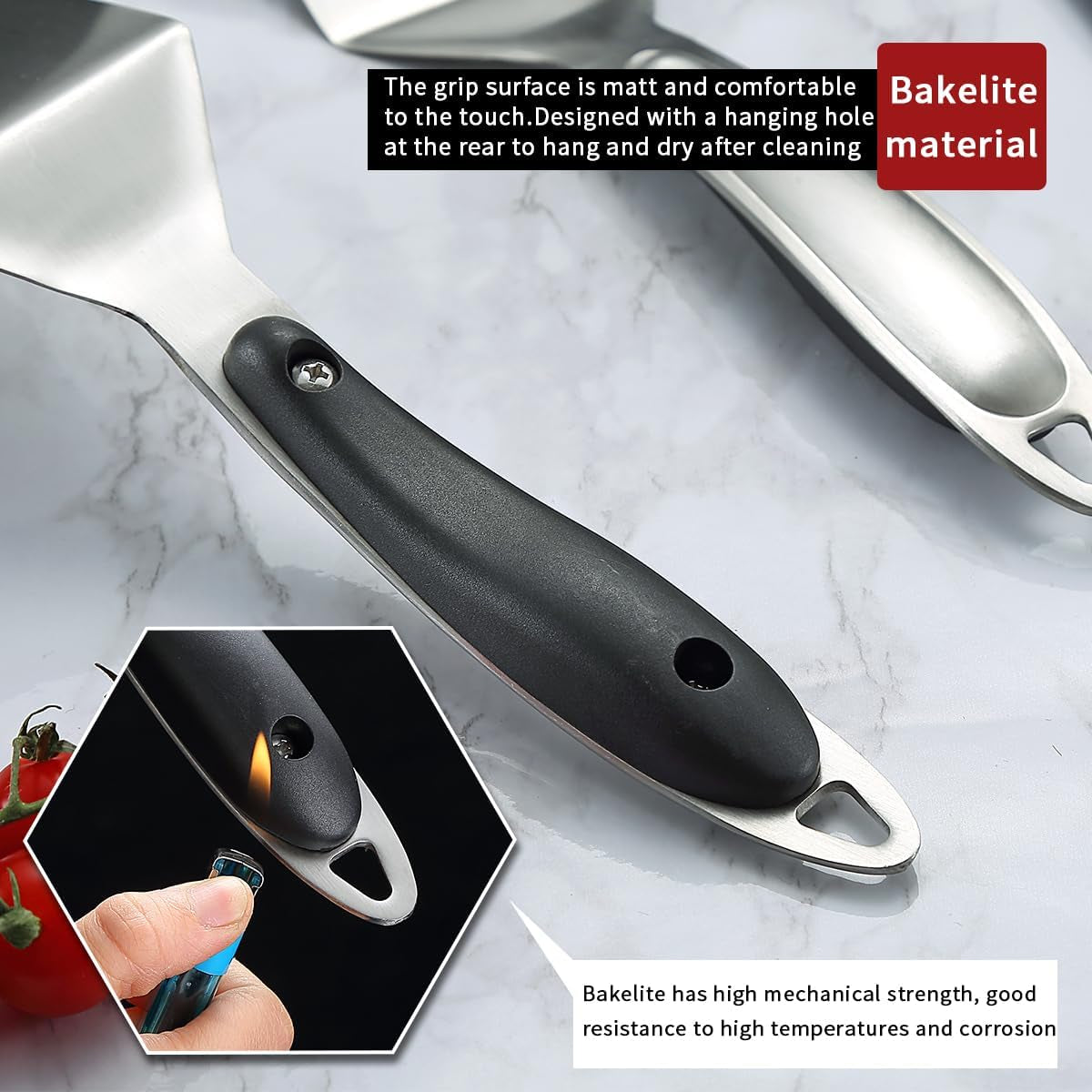 Evanda Grill Spatula, Stainless Steel Multifunction Barbecue Turner, Sturdy and Durable Handle, Heat Resistant, Great for Outdoor BBQ, Teppanyaki, Camping