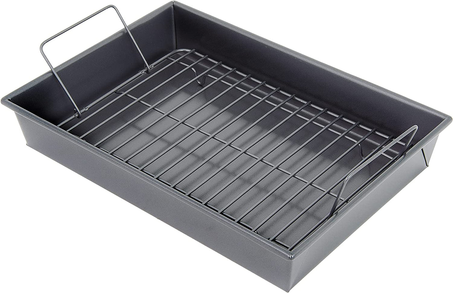 Chicago Metallic 16947 Professional Roast Pan with Non-Stick Rack, 13-Inch-By-9-Inch, Gray
