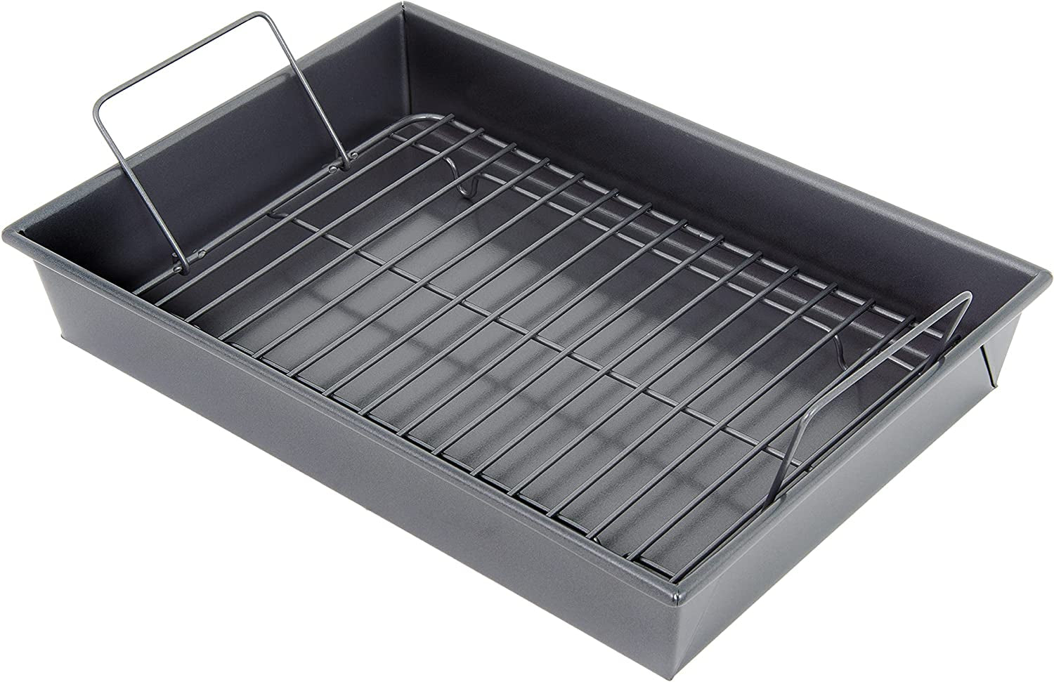 Chicago Metallic 16947 Professional Roast Pan with Non-Stick Rack, 13-Inch-By-9-Inch, Gray