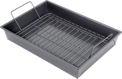 Chicago Metallic 16947 Professional Roast Pan with Non-Stick Rack, 13-Inch-By-9-Inch, Gray