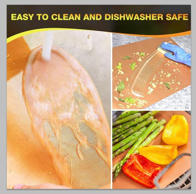 Grill Mats for Outdoor Grill Set of 6 BBQ Grill Mat Copper Grill Mat Heavy Duty Non Stick Reusable and Easy to Clean, Electric Gas Charcoal Grill Outdoor Cooking Tools Accessories RV Camper Must Have