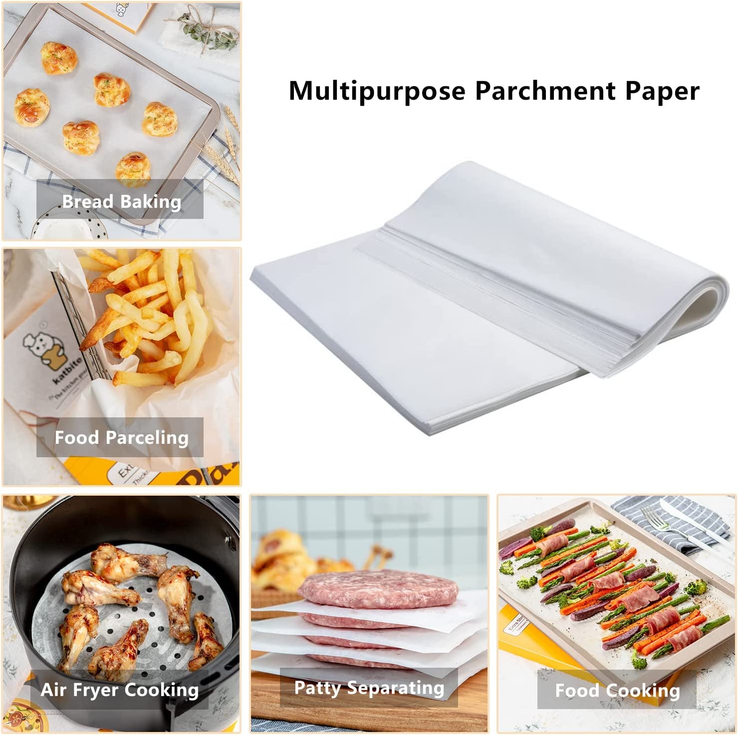 200PCS 12X16 in Heavy Duty Flat Parchment Paper, Parchment Paper Sheets for Baking Cookies, Cooking, Frying, Air Fryer, Grilling Rack, Oven(12X16 Inch)