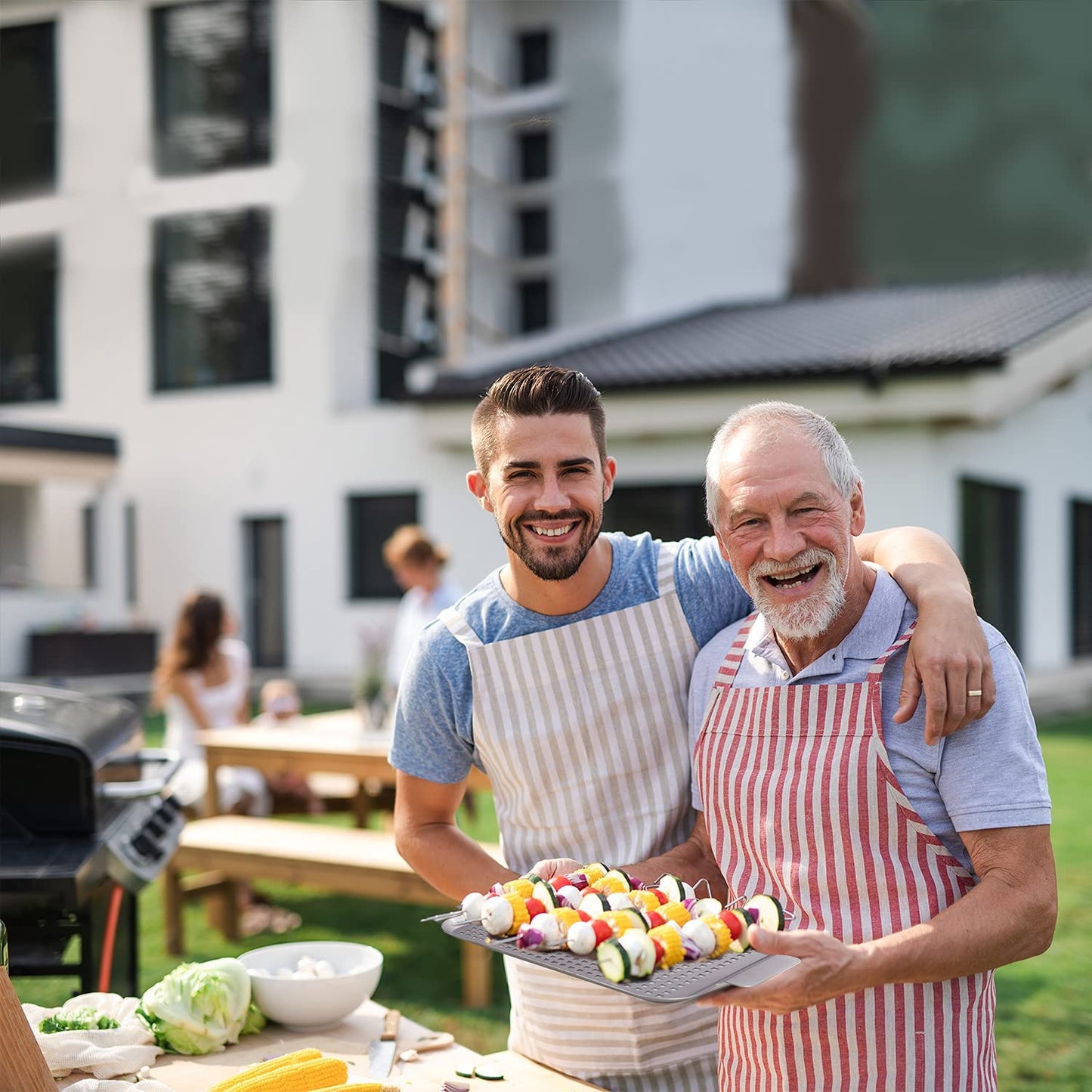 Grill Basket Set of 2 - Nonstick Grilling Tray Durable Grill Pans with Holes for Outdoor Grill Small and Big Topper Baskets BBQ Accessories for Vegetable, Fish, Meat, Seafood 11"X7" & 14"X10"