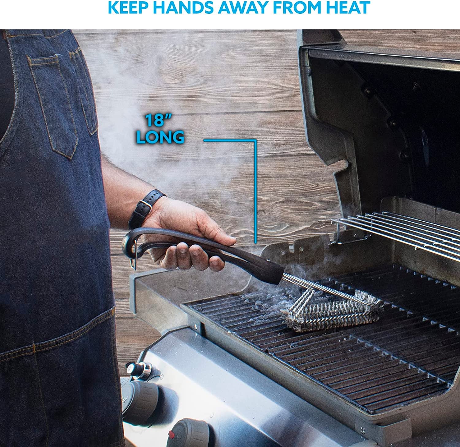 360/Clean Grill Brush - Powerful 30-Second Grill Cleaner - the World'S Best Grill Brush, Bristle | Free of Brass Wire & Safe BBQ Grill Brush, BBQ Brush Accessory for Grill Cleaning Kit - 18 Inch