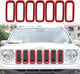 Front Grill Grille Inserts Mesh ABS Grill Guard Cover Trim Red 7Pcs for Jeep Renegade 2015 2016 2017 2018
