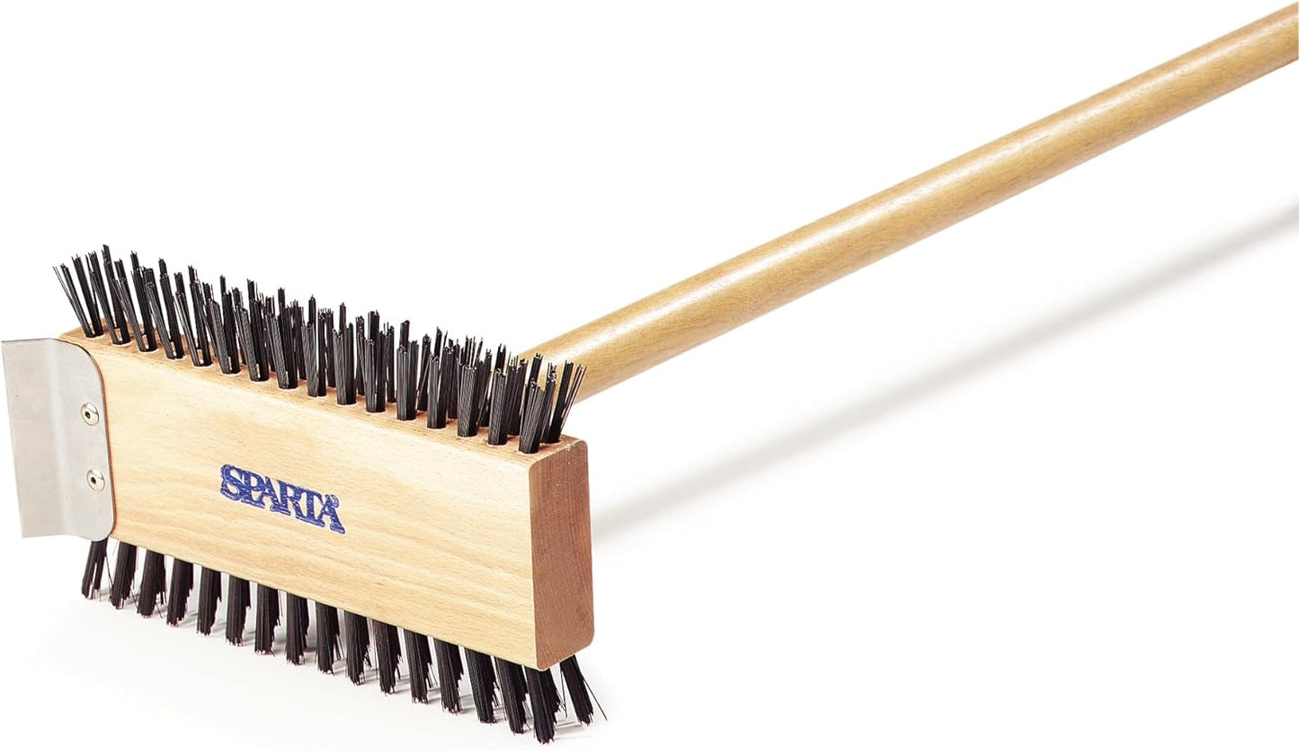 4002600 Stainless Steel Grill Brush, Grill Scraper with Long Handle for Commercial Cleaning, Kitchens, Restaurants, Bathrooms, 30 Inches, Brown