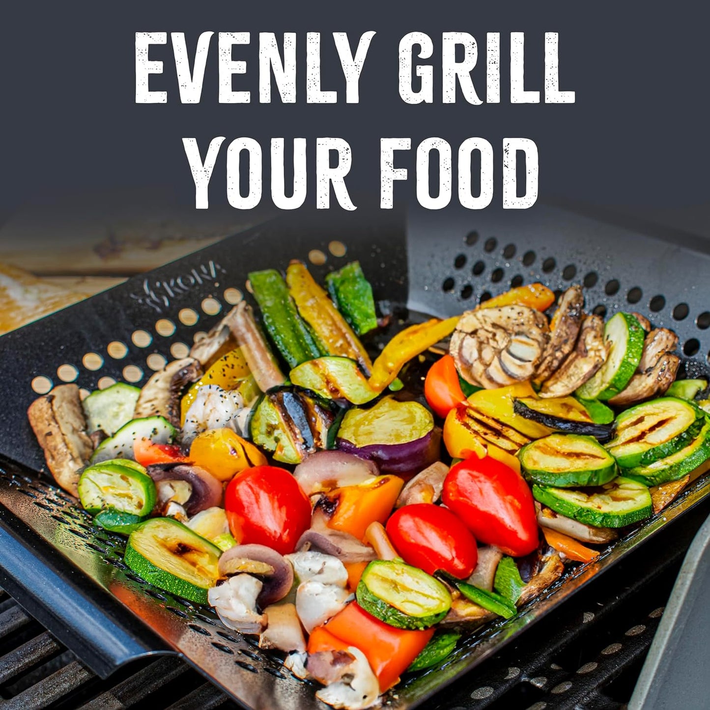 Grill Grilling Basket Set - Premium Accessories for Outdoor Grill - Perfect for Veggies and More! Enhance Your BBQ Experience with This Heavy-Duty Grill Basket - Includes Bonus Gift: Wooden Scraper - Must-Have  Grill Accessories for Grilling Enthusiasts
