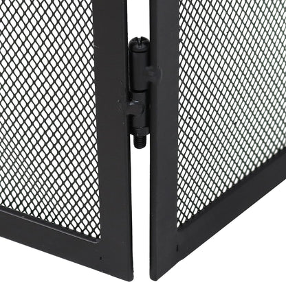 Sunnydaze Elegant Scrolling Design Steel 3-Panel Fireplace Screen with Black Powder-Coated Finish