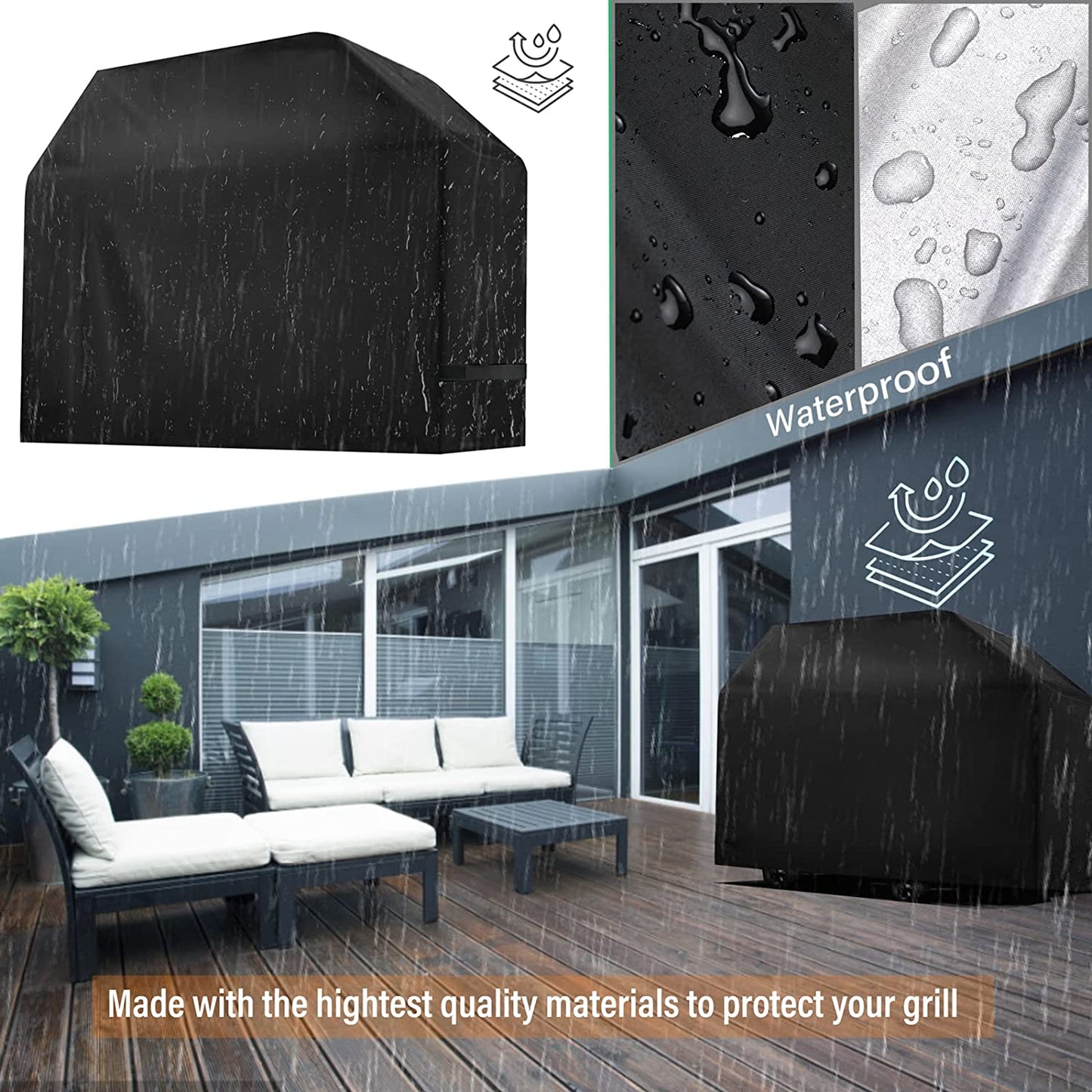 Grill Cover, BBQ Cover 59 Inch,Grill Covers Waterproof,Anti-Uv & Fade Resistant, Barbecue Grill Cover with Velcro Straps,Gas Grill Cover Rip Resistant,For Weber,Char Broil,Nexgrill Grills