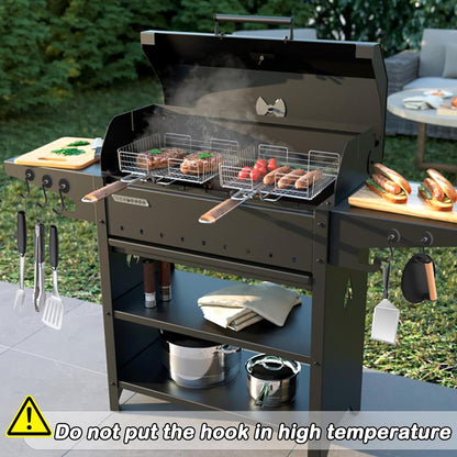 SKNOOY 4 Pack Heavy Duty Magnetic Grill Hooks, Magnet Hooks for Grill Utensils, Rust Proof Outdoor Magnetic Tools Hangers, Powerful Magnetic Hooks for BBQ Tools Refrigerator Locker Kitchen Office