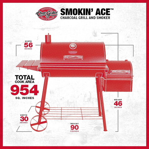 Image of E3018 Smokin' Ace Charcoal Grill, Black