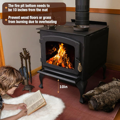 Fire Pit Mat - 39.4 * 37.8In Fireproof Stove Grill Mats Blanket for Wood Deck Insulation, Camping BBQ Temperature Resistant Rugs Accessories for outside Indoor Lawn Protection - Brown