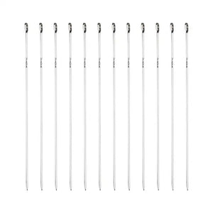 12PCS Kabob Skewers 15 Inch Long Stainless Steel Shish Kebob Sticks Flat Metal BBQ Barbecue Skewer Wide Reusable Grilling Ske