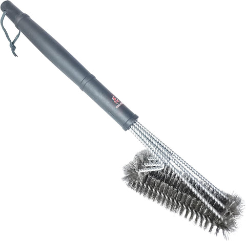 Image of BBQ Grill Brush 17.5 Inch - Stainless Steel Bristles, Heat Resistant Handle, Hanging Cord 3-In-1 Grill Cleaning Brush with Large Surface Area & Extra-Long Handle, Long-Lasting