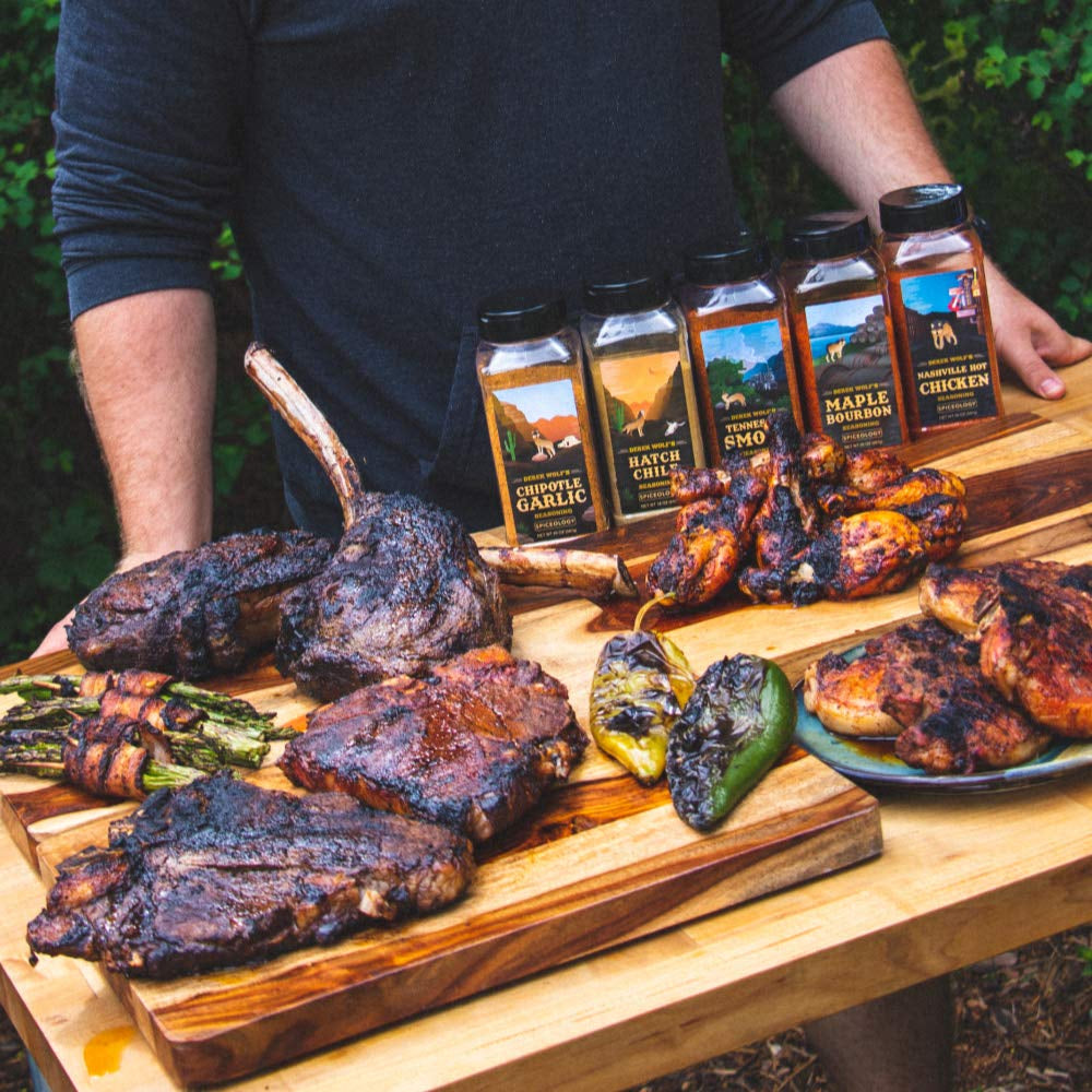 Spiceology & Derek Wolf - Maple Bourbon Seasoning - Sweet & Smoky Barbeque Rubs, Seasonings and Spice Blends - Use On: Ribs, Pork Shoulder, Beef, Bacon, Chicken Wings, Popcorn, Scallops or Duck Breast - 4.2 Oz