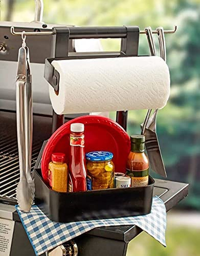 Adjustable Grilling Caddy | Store All Your Grilling Accessories in One Place | Roller Towel Holder | Reduce Mess While Grilling