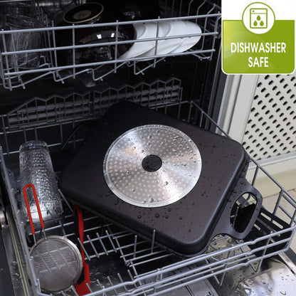 Nonstick Grill Pan, Induction Stove Top Grill Plate, Glass Grilling Pan for Indoor, Gas Range Grill Panel/Skillet