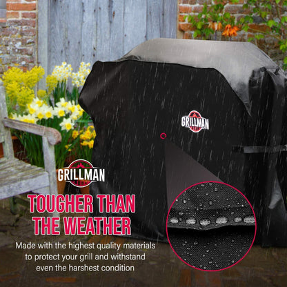 Grillman Premium Grill Cover for Outdoor Grill, BBQ Cover, Rip-Proof, Waterproof, Large Top Heavy Duty Grill Cover for outside Grill, Barbecue Cover & Gas Grill Covers (58" L X 24" W X 48" H, Black)