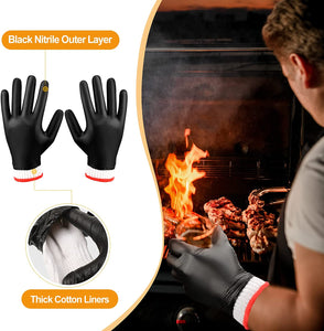 200 Pcs Disposable BBQ Gloves with 4 Pairs Cotton Liners Grilling Gloves BBQ Cooking Gloves(Black, White, Large)