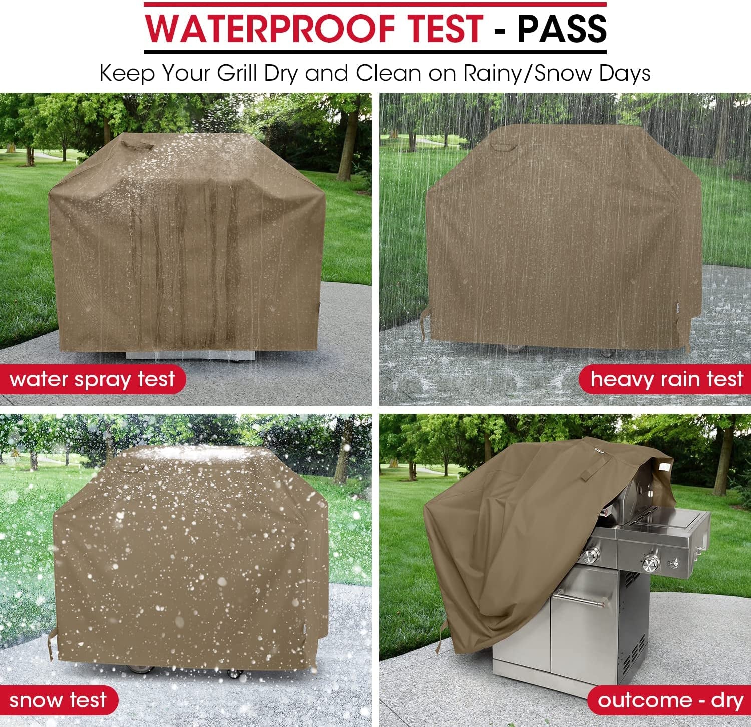 Unicook Grill Cover 60 Inch, Heavy Duty Waterproof Gas BBQ Cover with Sealed Seam, Rip and Fade Resistant BBQ Grill Cover, Compatible with Weber Charbroil and More Grills up to 58 Inch, Neutral Taupe