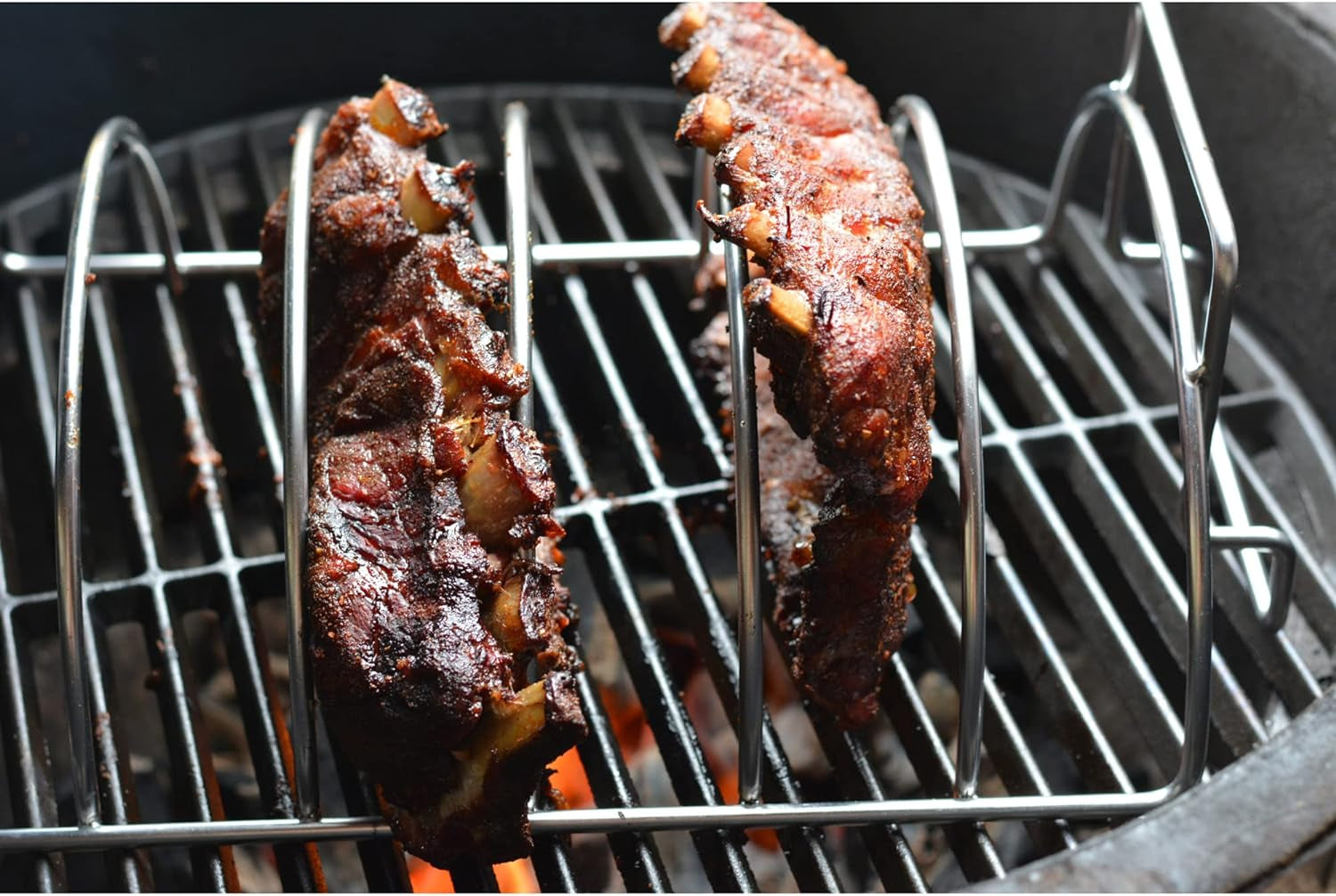 RSVP International Kitchen Roasting Pan Collection Durable Dishwasher Safe Stainless Steel, Reversible Rib/Roast Rack, 15.75X9.75X5.25"