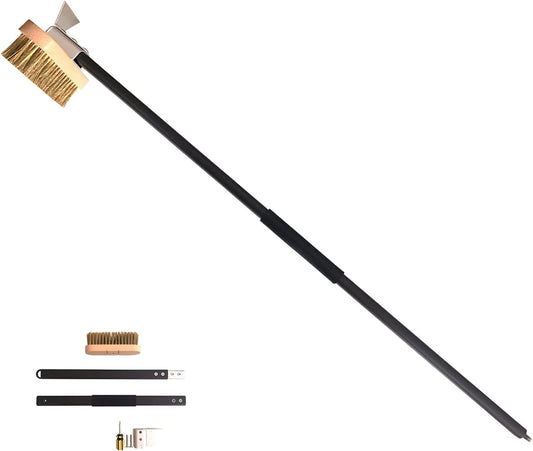 Pizza Oven Cleaning Brush Bolder and Thicker Brass Bristles with Metal Scraper