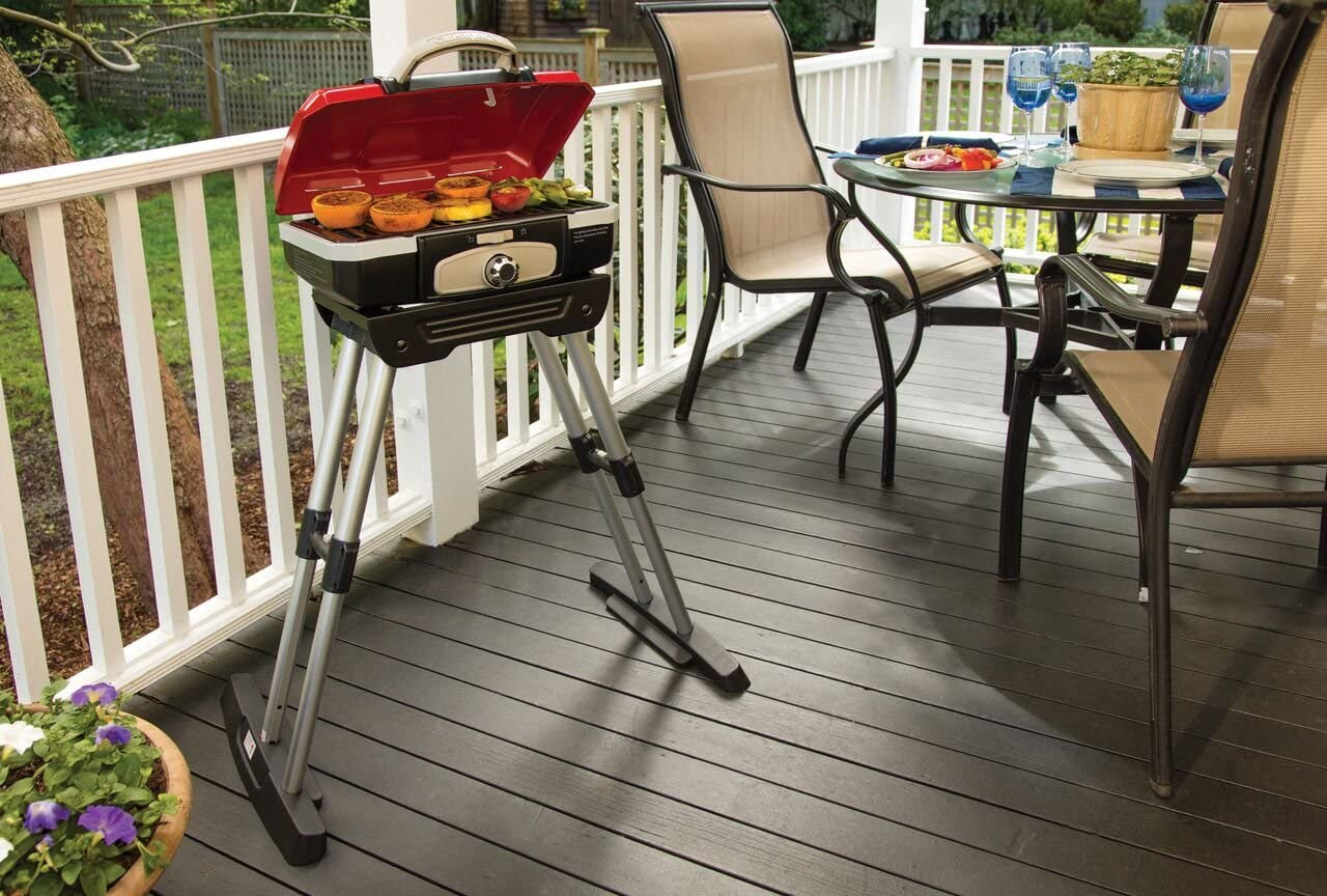 CGG-180 Petit Gourmet Portable Gas Grill with Versastand, Red